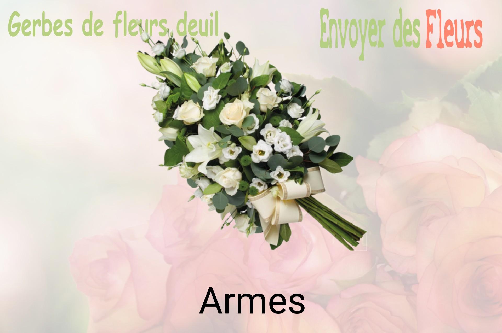 Gerbe de fleurs de deuil livrée à Armes